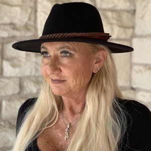 NWT Jen & Co Debbie Braided Trim Wide Brim Fedora Hat In Black